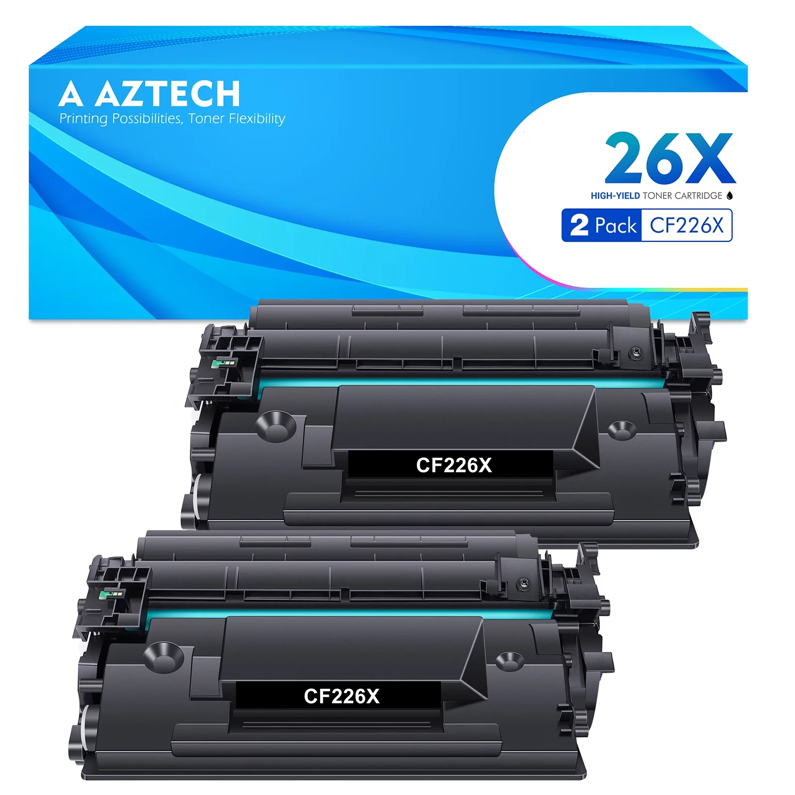26X CF226X Toner Cartidge 2-Pack High Yield Compatible for HP 26X CF226X 26A CF226A Laserjet Pro M402n M402dn M402dw MFP M426fdw M426fdn M426dw M402 M426 CF226XC Printer Black Ink