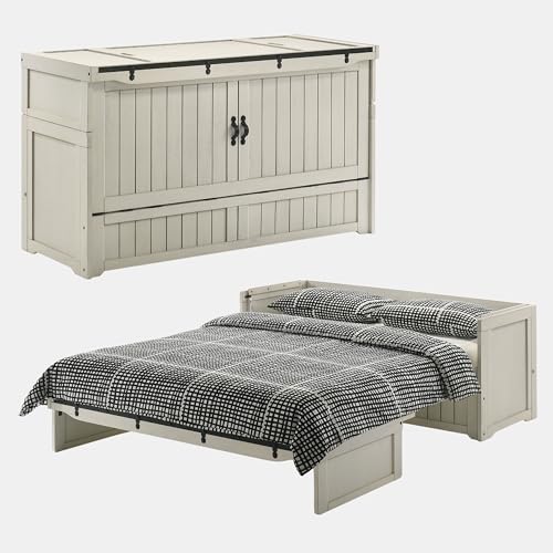 NIGHT & DAY Furniture Murphy Cube Cabinet Bed (White, Queen)