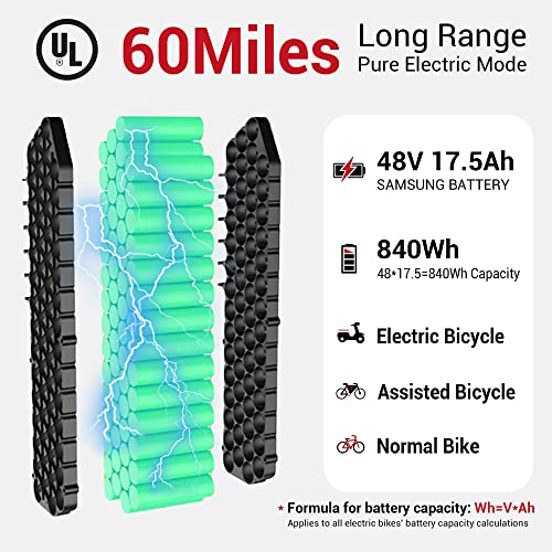 Himiway Cruiser Electric Bike, 750W 60MI 48V 17.5Ah Battery 26