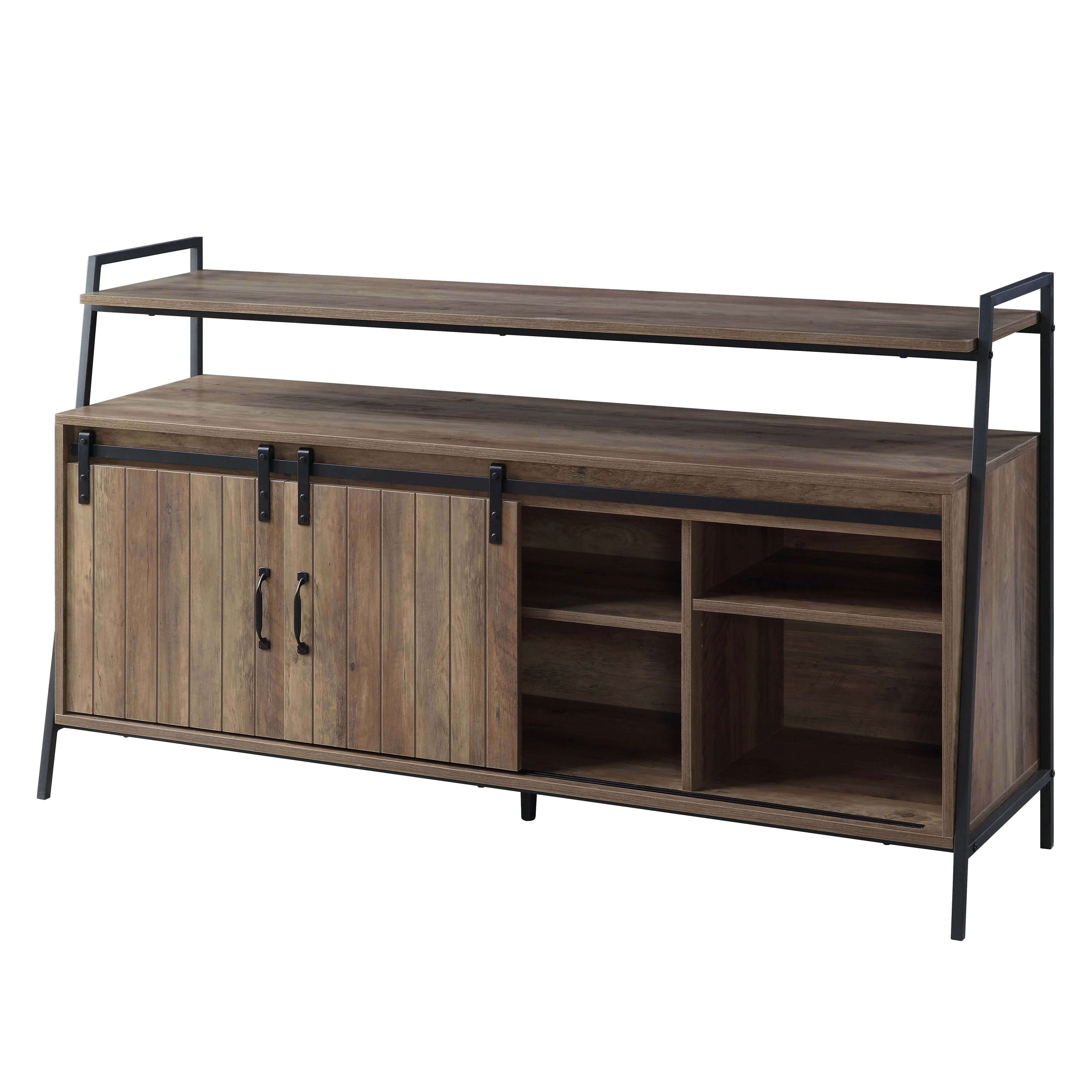 CoSoTower TV Stand , Rustic Oak & Black Finish