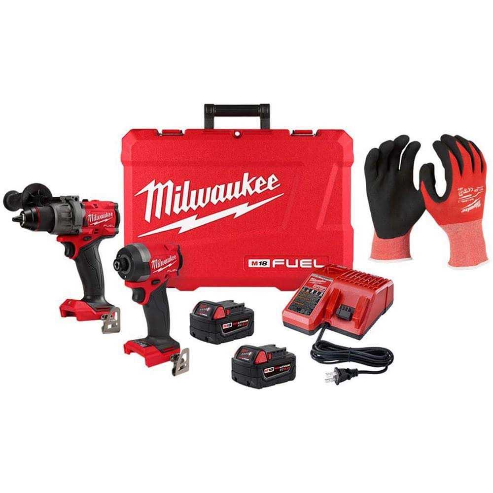Milwaukee M18 FUEL 18-V Lithium-Ion Brushless Cordless Hammer Drill Impact Driver Combo Kit