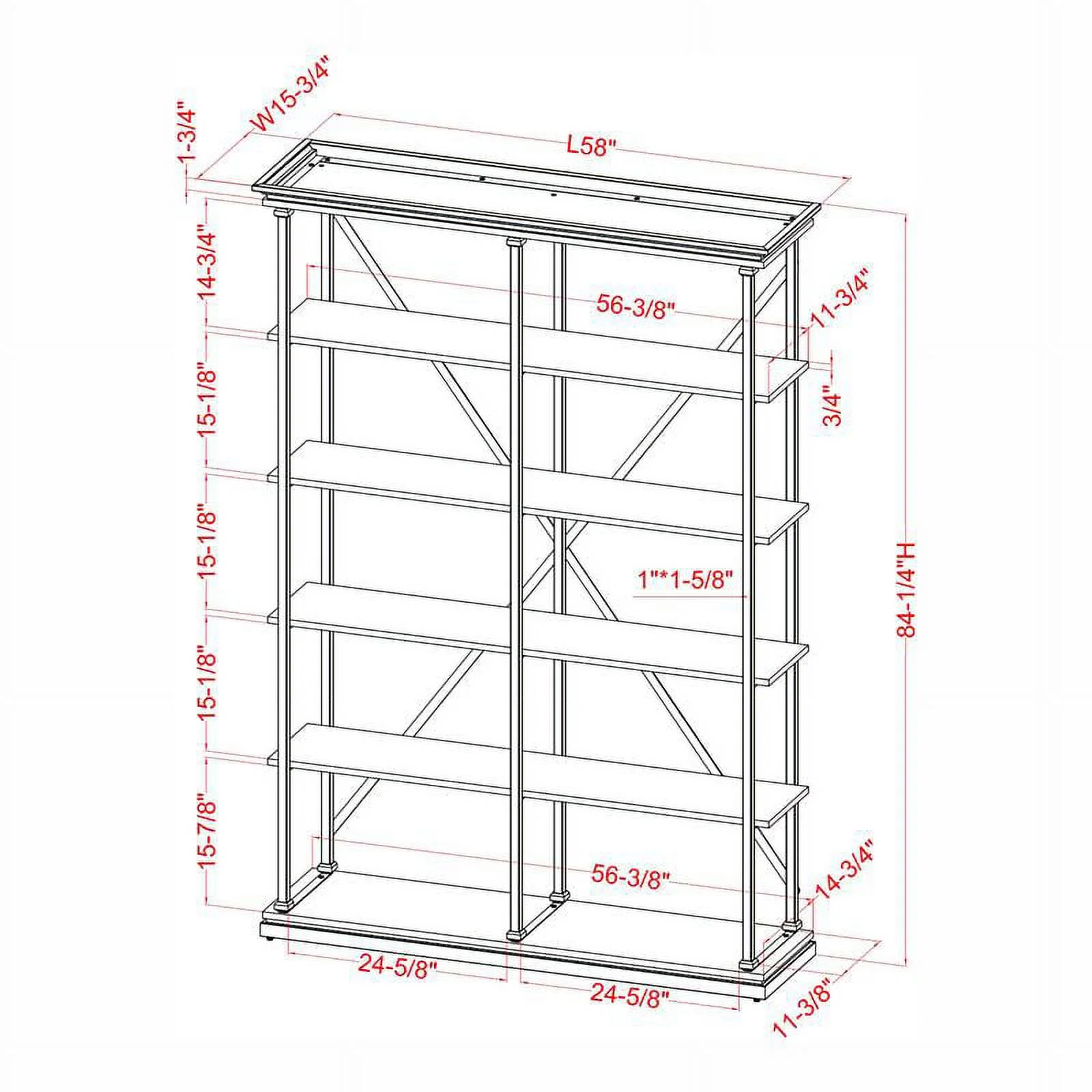 Furniture of America Toggin Industrial Metal 58-Inch Bookcase in Antique Blue