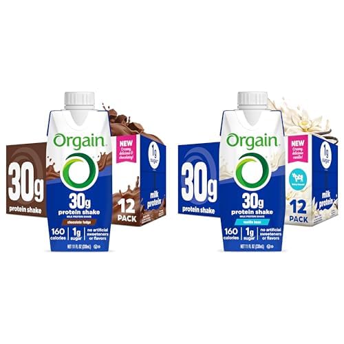 Orgain 30g High Protein Shake, Dairy Isolate Milk Protein, Chocolate Fudge, 6g BCAAs, 1g Sugar Per Serving, Meal Replacement, Ready to Drink, Keto Friendly, Gluten-Free 11 Fl Oz (Pack of 12)