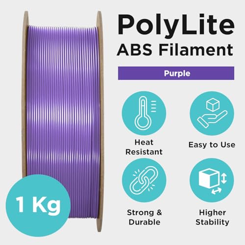 Polymaker ABS Filament 1.75mm Black, ABS 3D Printer Filament 1.75mm Heat Resistant 1kg - PolyLite ABS 3D Printing Filament 1.75mm, Strong & Durable, Dimensional Accuracy +/- 0.03mm