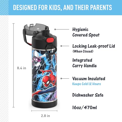 THERMOS FUNTAINER 16 Ounce Stainless Steel Vacuum Insulated Bottle with Wide Spout Lid, Apricot