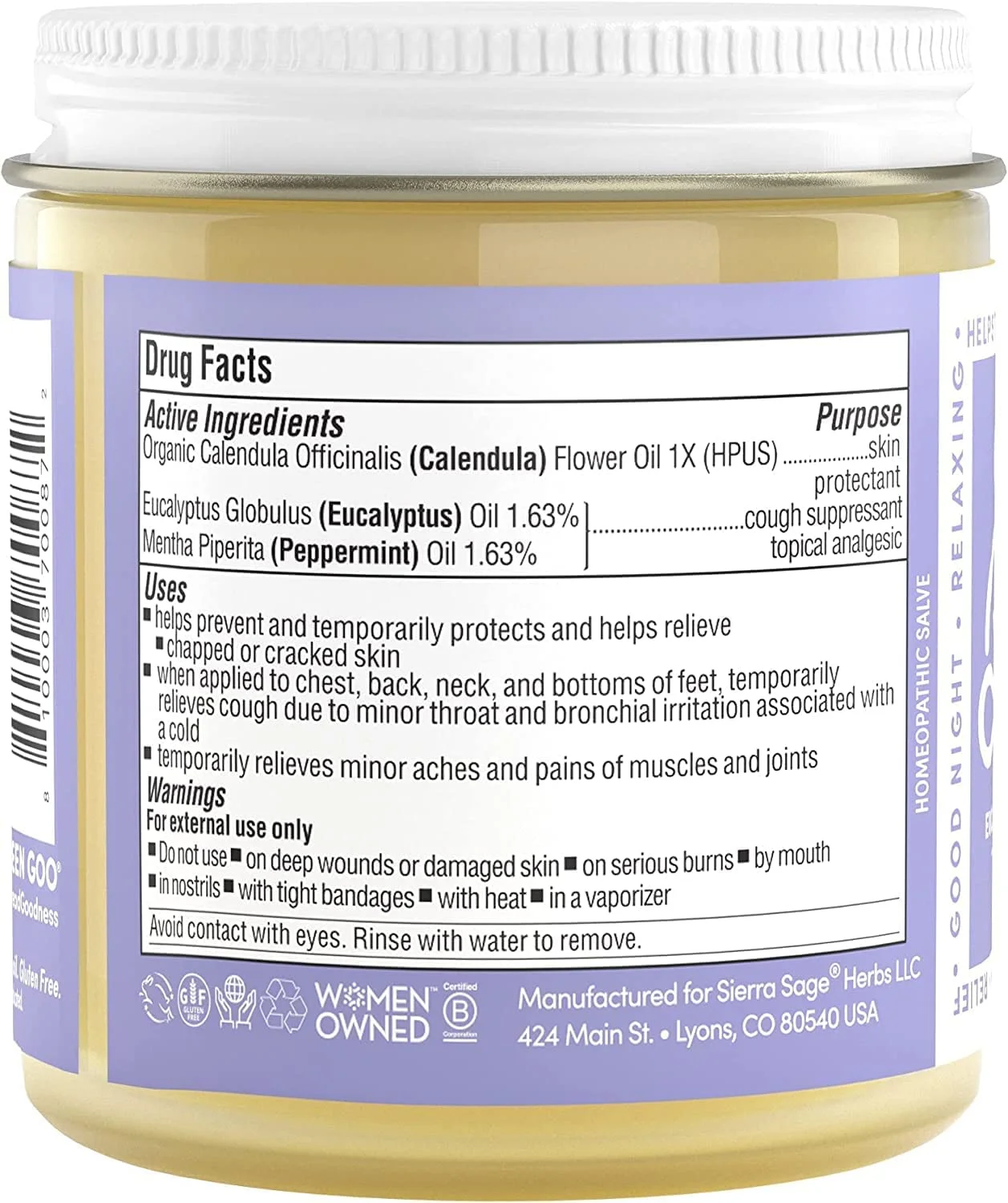 SIERRA SAGE HERBS Green Goo Free to Breathe Sinus Congestion Salve with Eucalyptus - Jar - 4 oz.