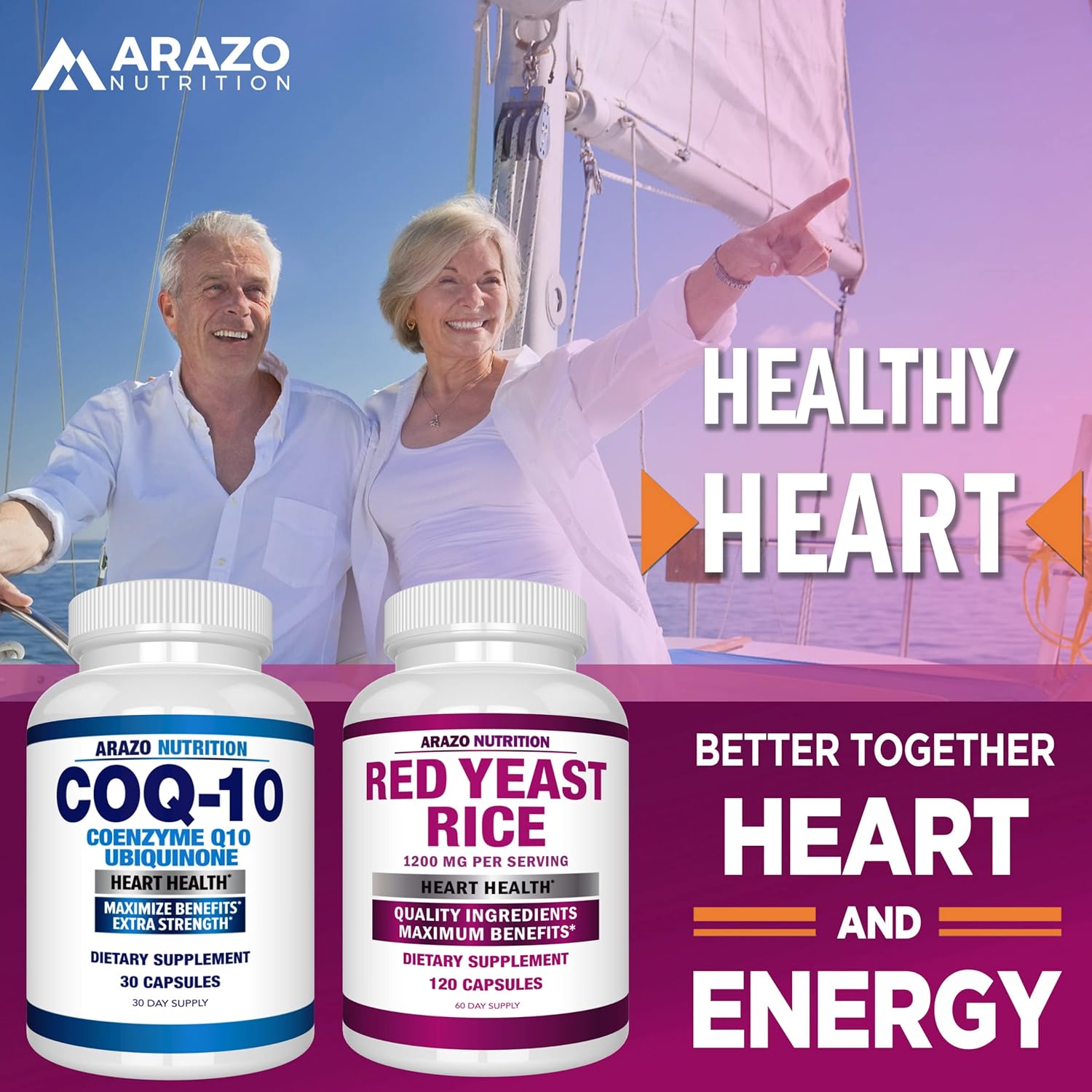 Arazo Nutrition Red Yeast Rice Extract 1200 MG – Citrinin Free Supplement – Vegetarian 120 Capsules