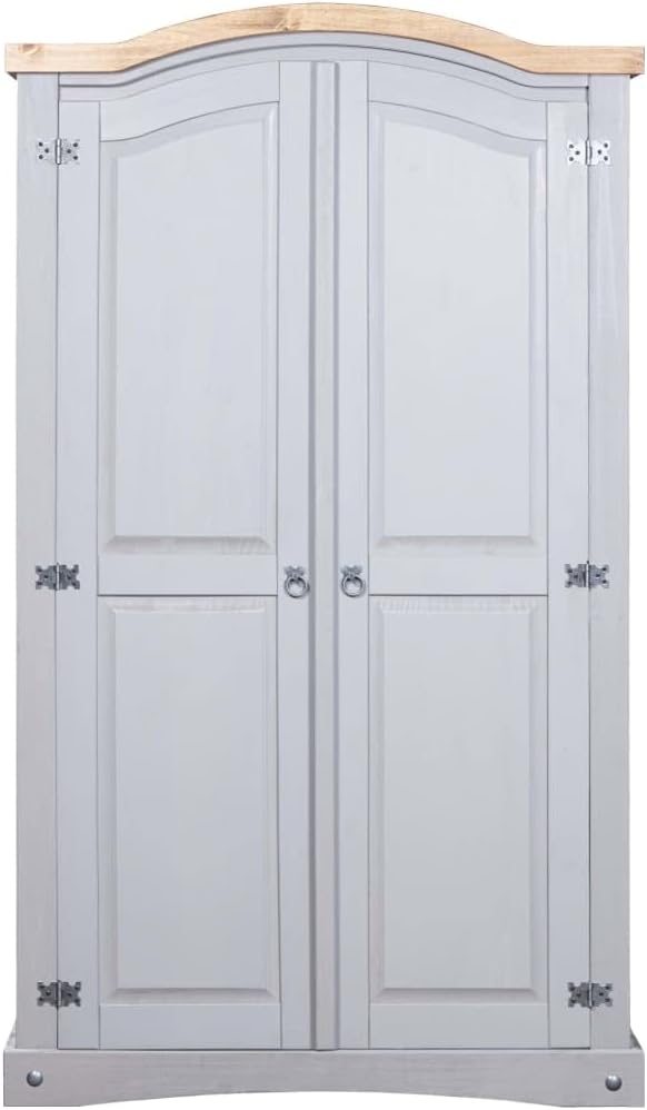Cabinets & Storage-Wardrobe Mexican Pine Corona Range 2 Doors Grey-Furniture