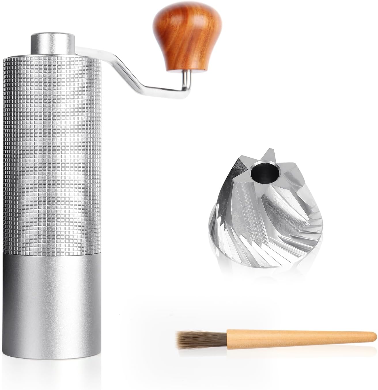 Manual Coffee Grinder with CNC Stainless Steel Conical Burr, Adjustable Coarseness Settings, Includes a Brush, Hand coffee Grinder for Home, Camping, Travel