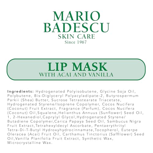 Mario Badescu Lip Mask, Overnight Lip Treatment Enriched With Skin Softening Coconut Oil and Hydrating Shea Butter