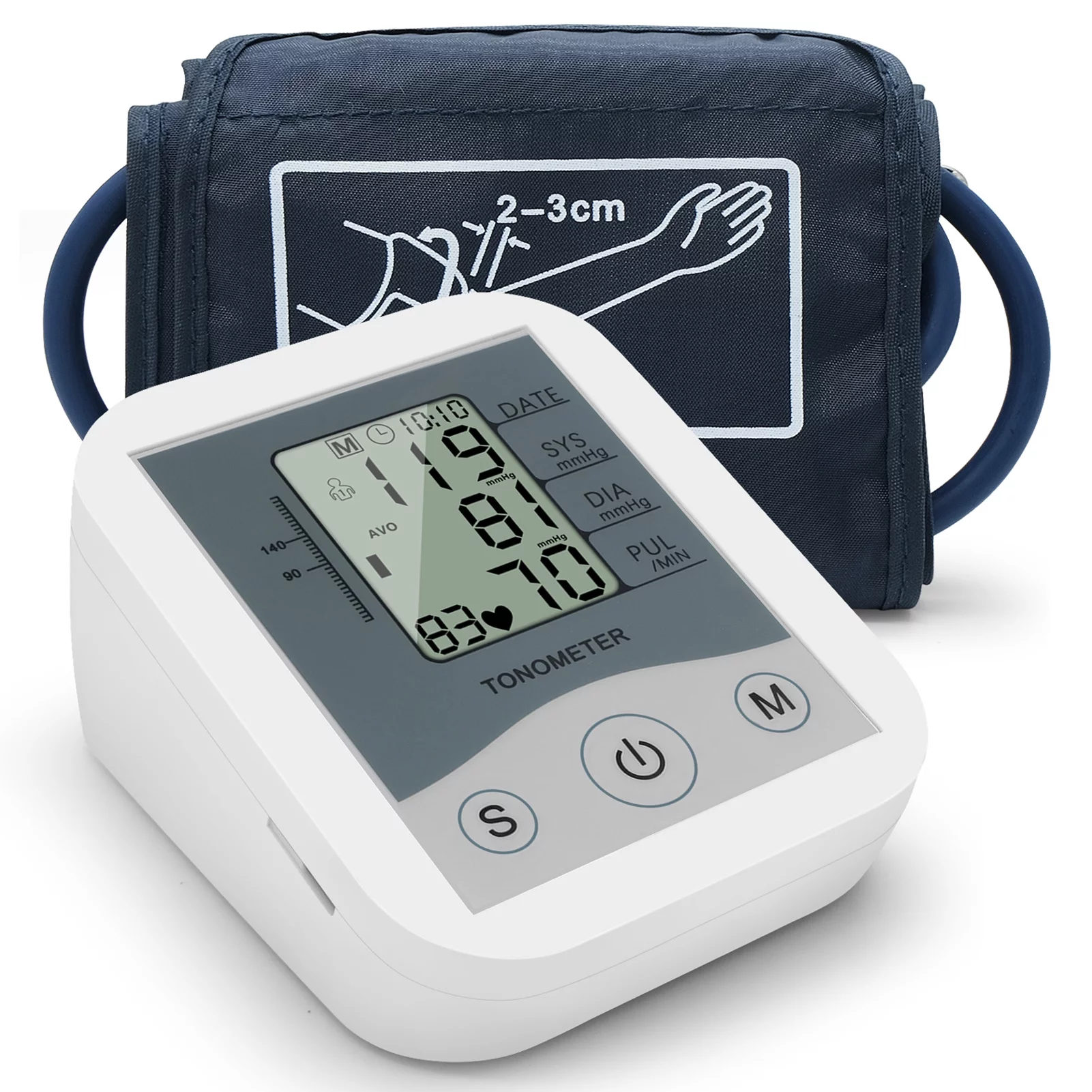Htovila Arm Sphygmomanometer LCD Digital Display Pulse Scanning Oscillometry Two Measuring Method for Measuring Pulse Rate