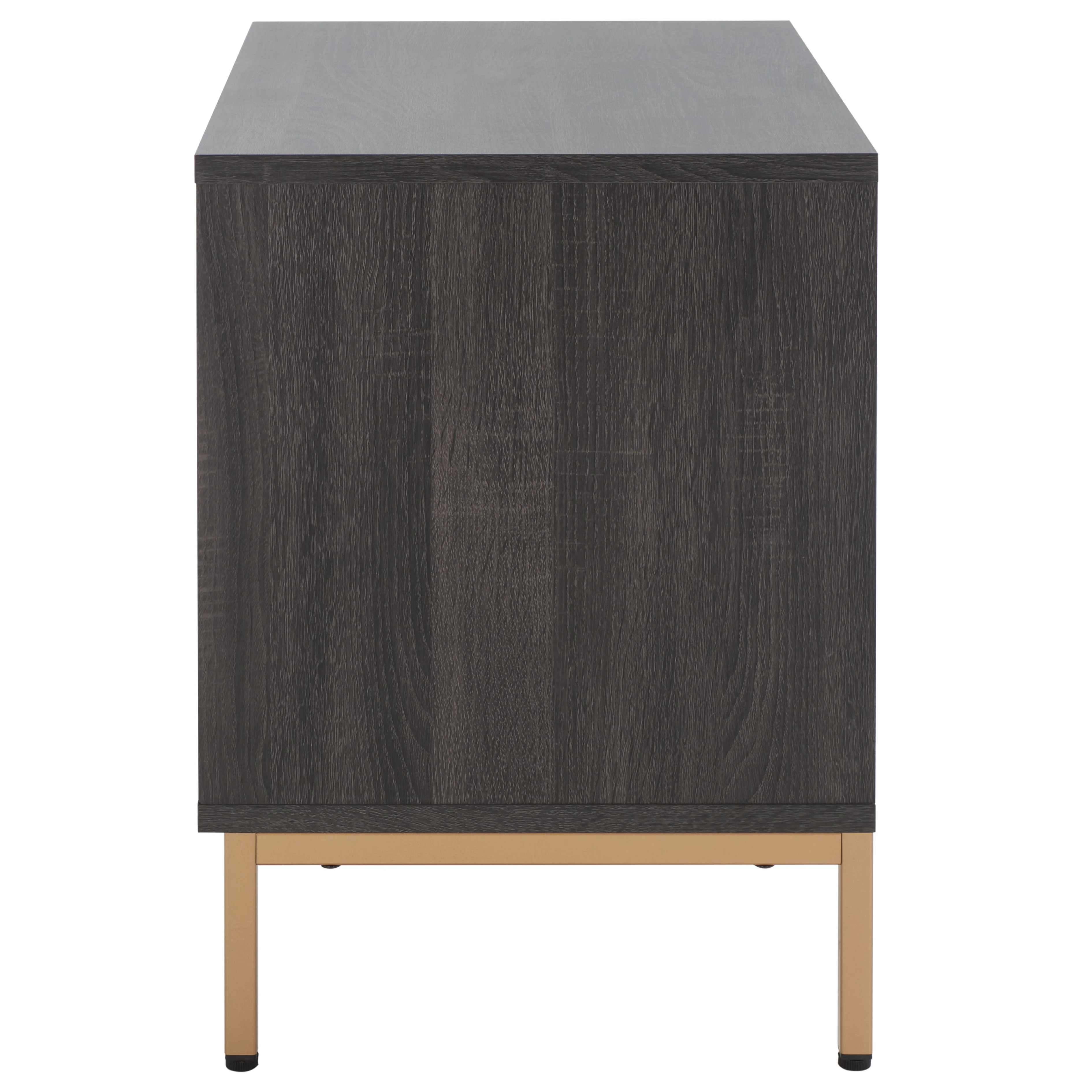 SAFAVIEH Lylia 2 Drawer Nightstand, Distressed Black/Gold Legs/Gold Handle (22.1 in. W x 15.7 in. D x 22.8 in. H)