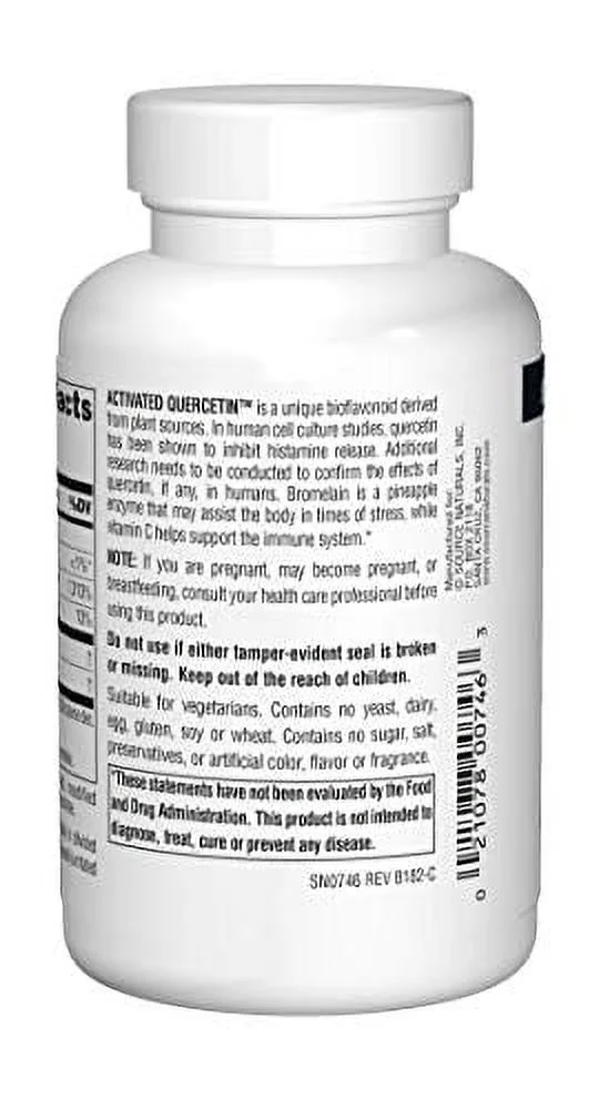 Source Naturals Activated Quercetin Bioflavonoid Complex, 100 Ct