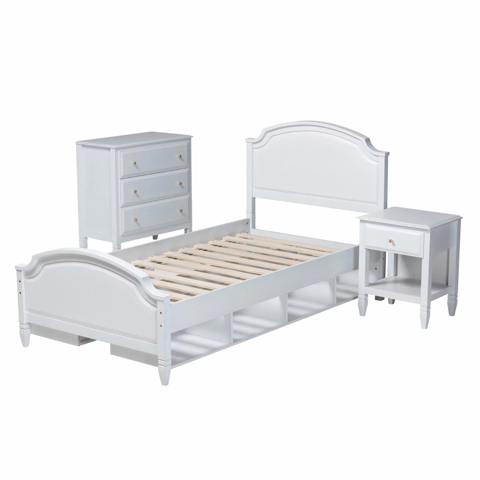 Baxton Studio Elise White Finished Wood Twin Size 3-Piece Bedroom Set
