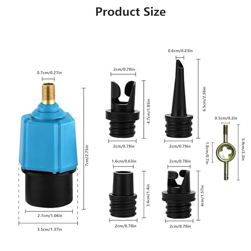 Paddle Board Pump Adapter, SUP Valve Adapter for Inflatables with 4 Conventional Air Valve Nozzles Air Pump Attachment for Paddleboard Pump Stand Up Paddle Boat Inflatable Bed