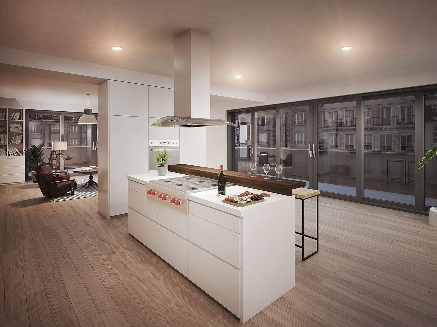 CAVALIERE 36 Inch Glass Canopy Island Mounted Stainless Steel Kitchen Range Hood