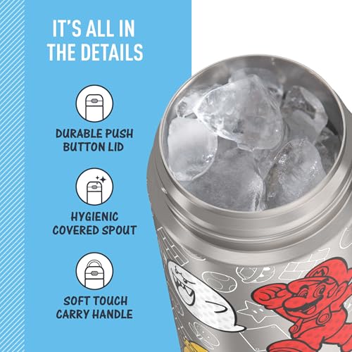 THERMOS FUNTAINER 16 Ounce Stainless Steel Vacuum Insulated Bottle with Wide Spout Lid, Apricot