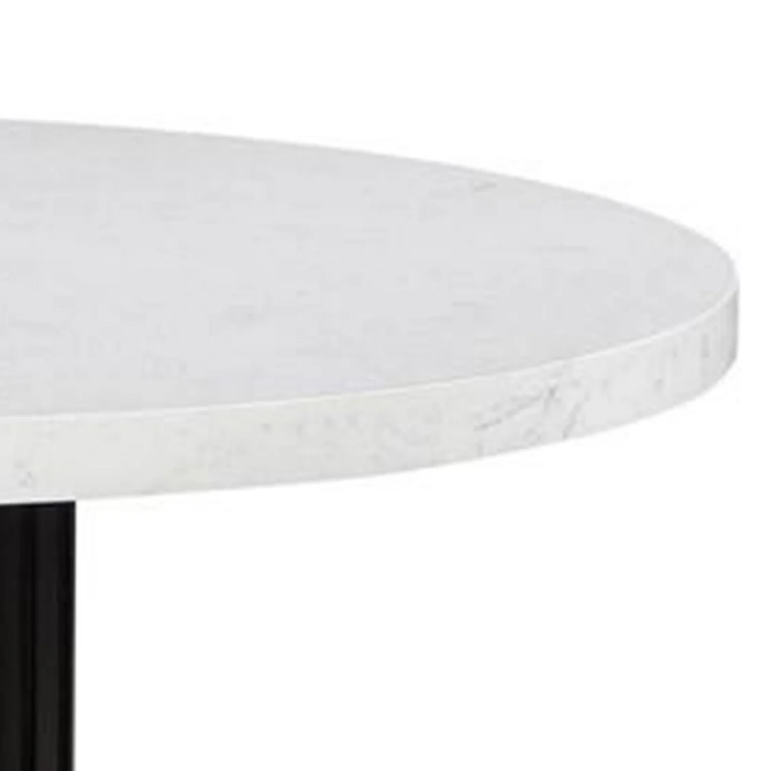 Benjara BM302443 54 in. Shoy Cultured Marble Top & Espresso Brown Wood Round Dining Table, White
