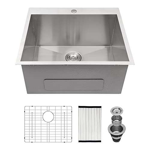 25 Inch Utility Laundry Sink Drop In 16 Gauge Stainless Steel Single Bowl Laundry Room Sink Laundry & Utility Room Kitchen Sinks 25