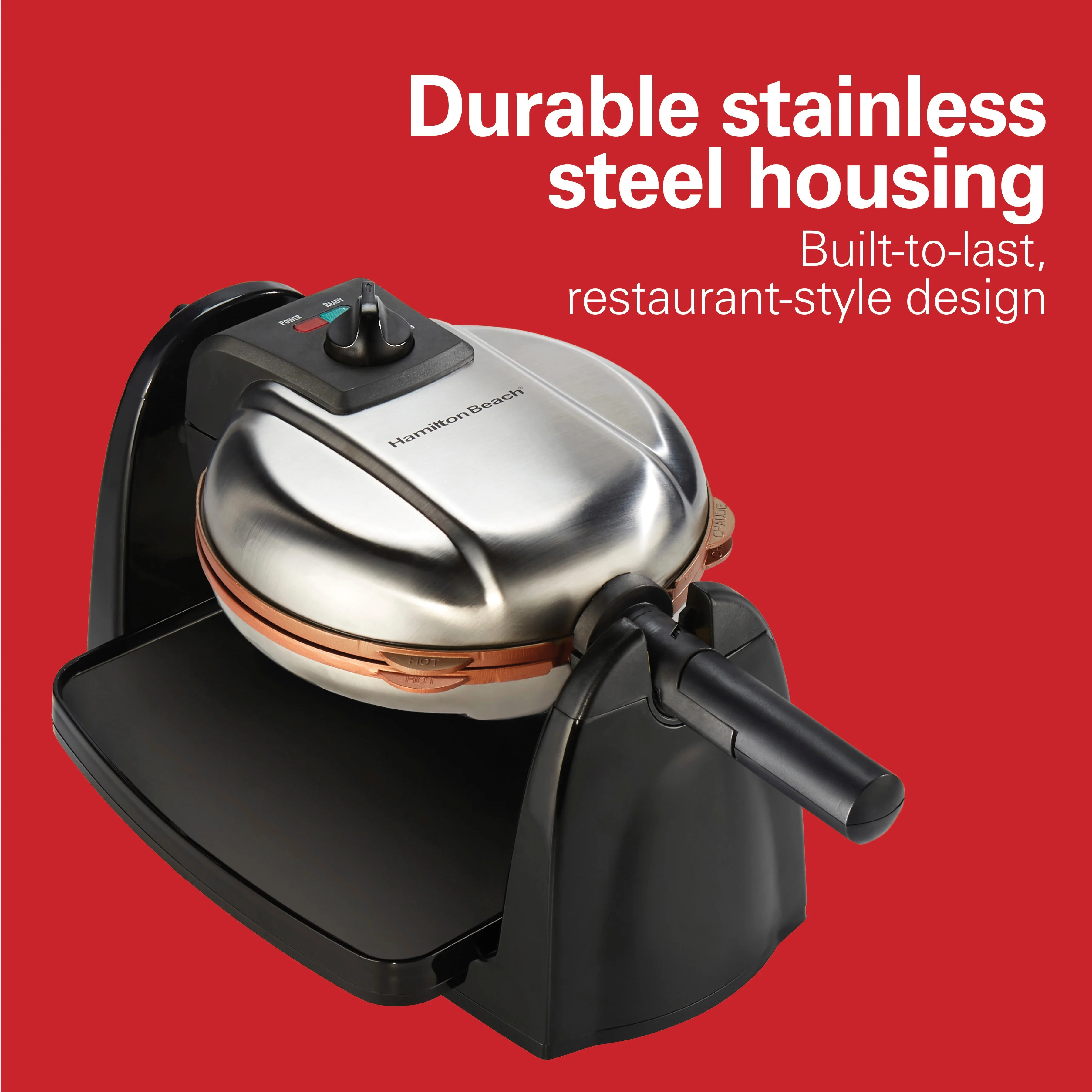 Hamilton Beach Flip Belgian Waffle Maker with Removable Durathon Non-Stick Plates, Black, 26133