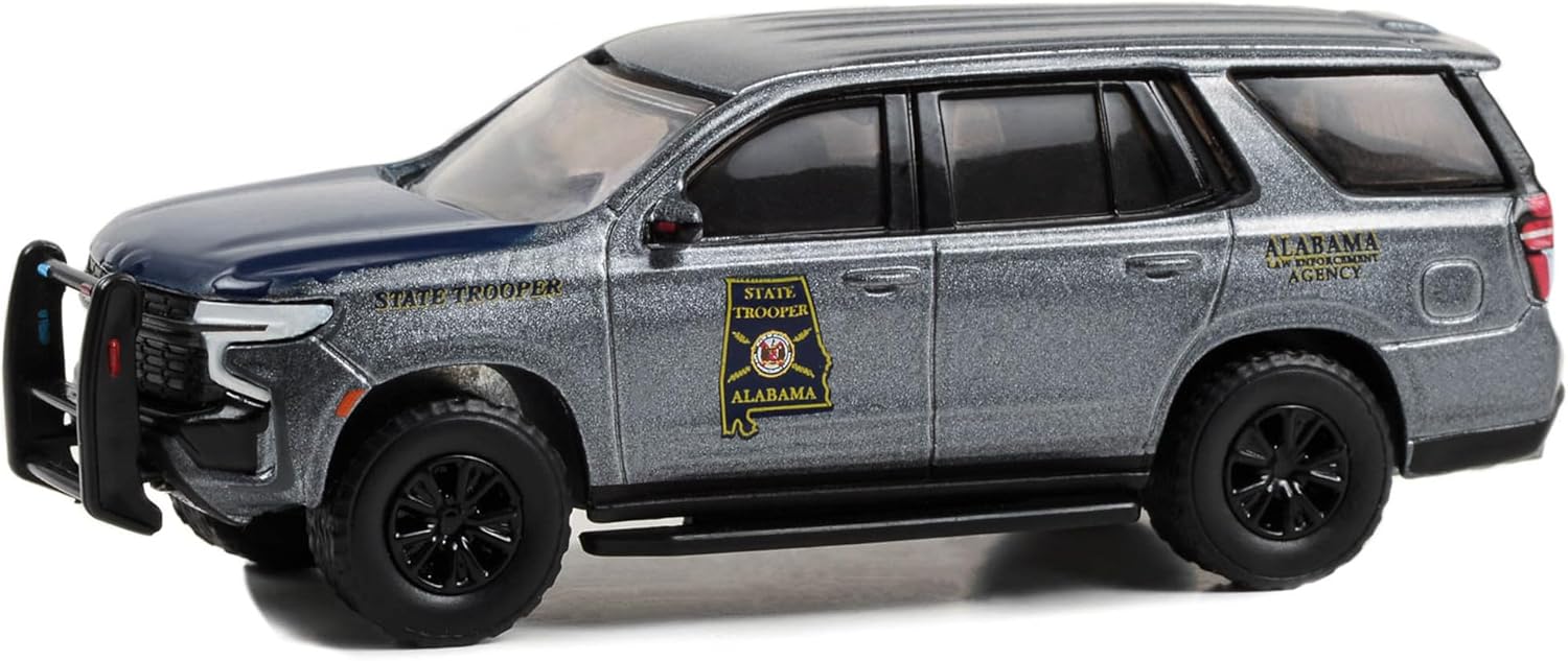 YOMA Greenlight 1:64 Hot Pursuit - 2022 Tahoe Police Pursuit Vehicle - Alabama State Trooper 30468 Die-cast Car Model [Shipping from Canada], Picture