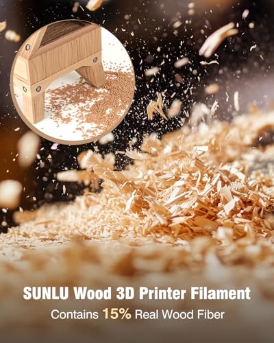 SUNLU Real Wood Fiber PLA Filament, Neatly Wound 1.75mm Dimensional Accuracy +/- 0.03mm, Fit Most FDM 3D Printers, 4kg in Total, 1kg per Spool, 4 Pack,（Wood+Fiber Cherry+Fiber Maple+Fiber Walnut）