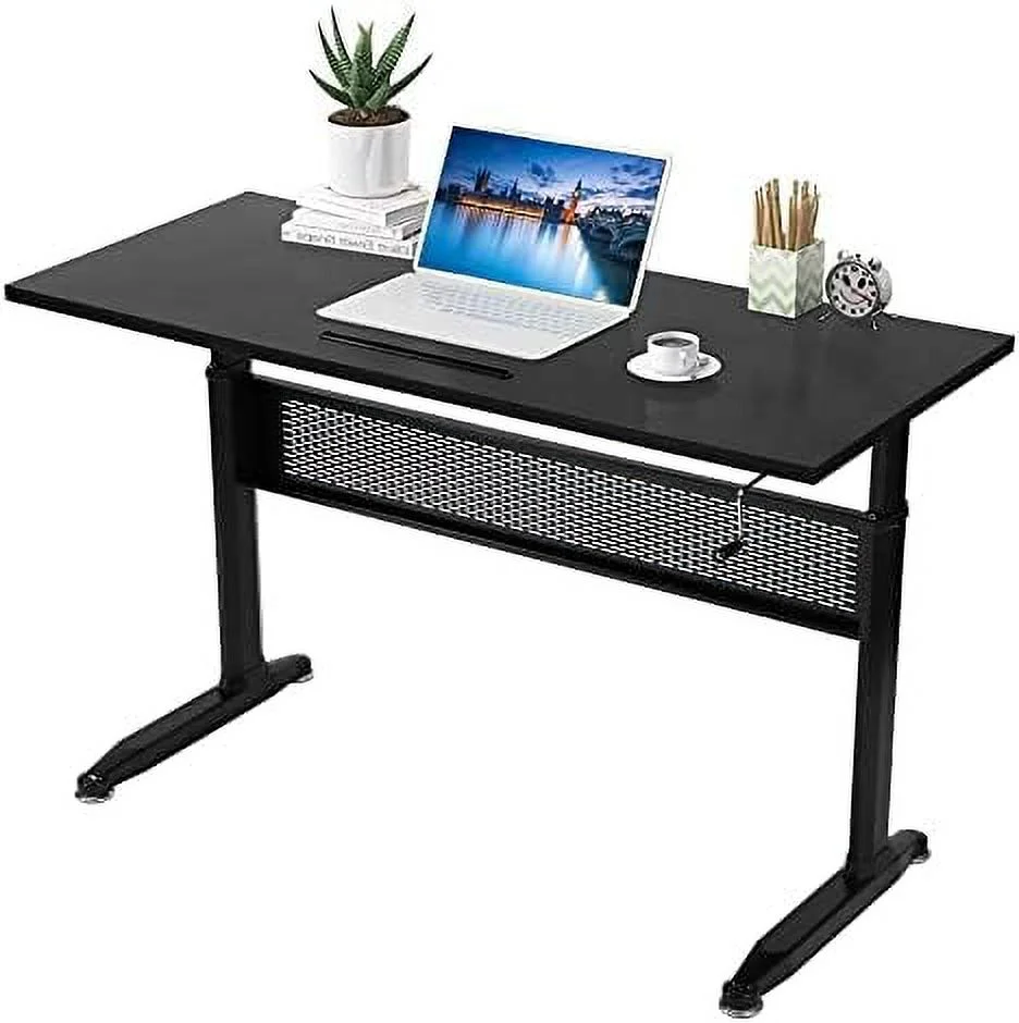 HJZBNONE Adjustable Standing Desk Sit Stand Desk 55" Computer Desk Height Desk Computer Workstation Laptop for Home Office  Ergonomically Correct  White(29"-45" Height Adjust)
