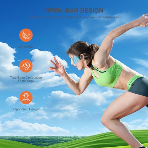Bone Conduction Headphones - 2025 Upgraded Bluetooth 6.0 Open Ear Headphones with HD Mic, 12hrs Playtime, IPX6 Waterproof Wireless Bone Headphones for Running,Workout,Sport,Gym,Driving,Hiking