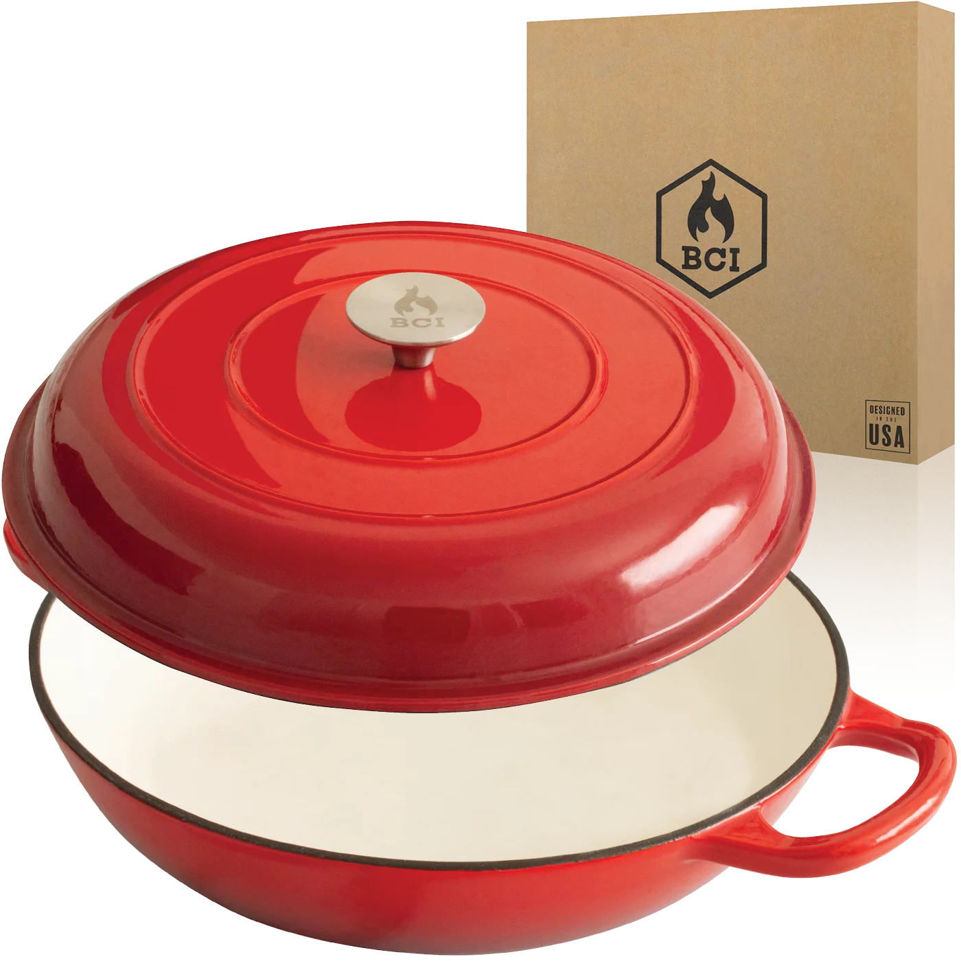 Backcountry Iron Enameled 3.5 Quart Signature Cast Iron Braiser with Lid