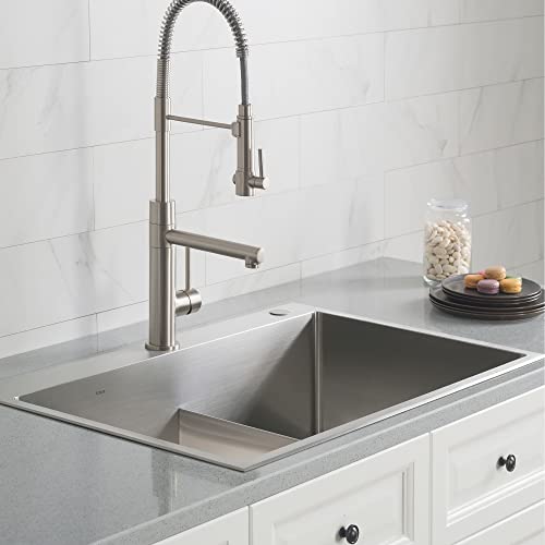 KRAUS Standart PRO 22-inch Drop-In Top Mount 16 Gauge Stainless Steel Single Bowl Laundry Utility Sink, KHT301-22L