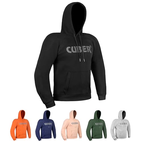 CUBER ARMORED MOTORCYCLE HOODIE FOR MEN & WOMEN,MOTORCYCLE SWEATSHIRT WITH ARMOR,POWERSPORTS PROTECTIVE RIDING BIKER JACKET