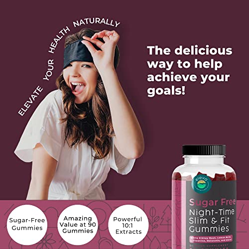 Sugar-Free Night-Time Slimming Gummies - Keto Friendly Hunger Suppressant with Powerful 10:1 Extracts to Help with Weight Management and Melatonin to Support Sleep - 90 Count