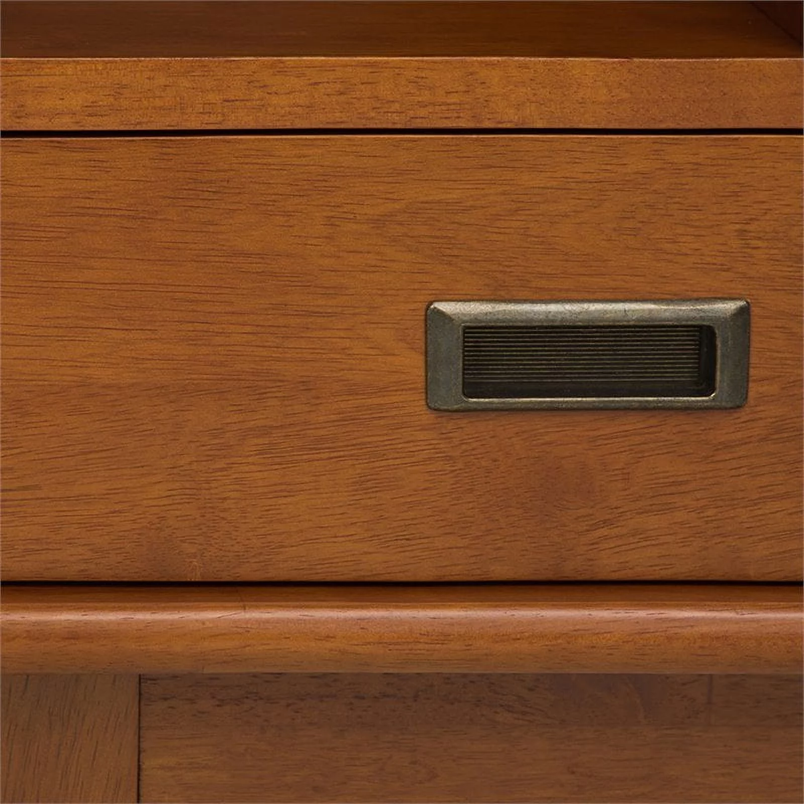 Draper SOLID HARDWOOD 64 inch x 35 inch Mid Century Modern Wide Bookcase and Storage Unit in Teak Brown