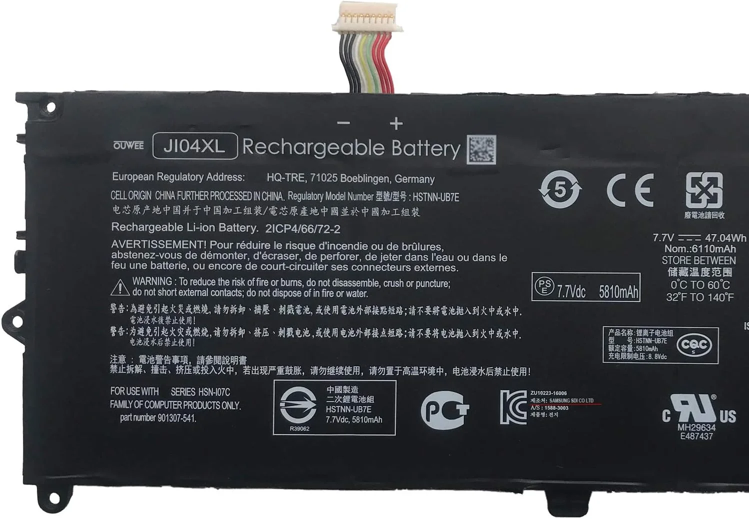 OUWEE HSTNN-UB7E JI04XL Laptop y Compatible with Hp Elite X2 1012 G2 G2-1LV76EA Series Notebook J104XL HSN-I07C