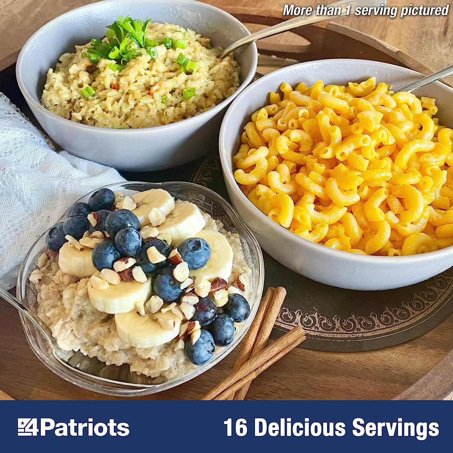 4Patriots Emergency Food Supply - 72-Hour Survival Kit - Freeze Dried Food - 25-Year Shelf Life - 16 Servings