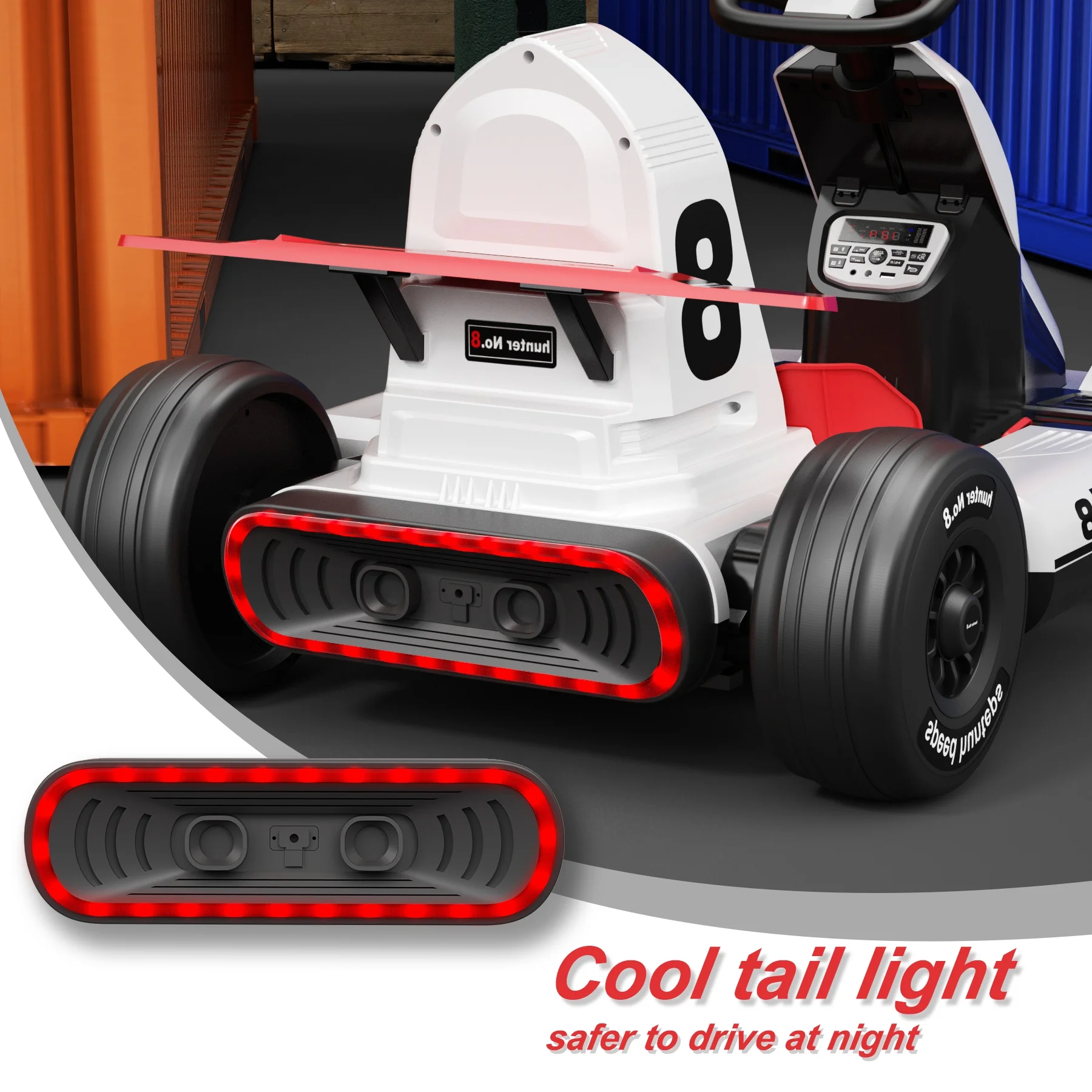 XJD Electric Go Kart 12V 7Ah Battery Powered Pedal Go Karts for 3+ Kids Adults Ride on Car Electric Vehicle Car Racing Drift Car Gift for Boys Girls with Bluetooth/FM and Remote Control, White