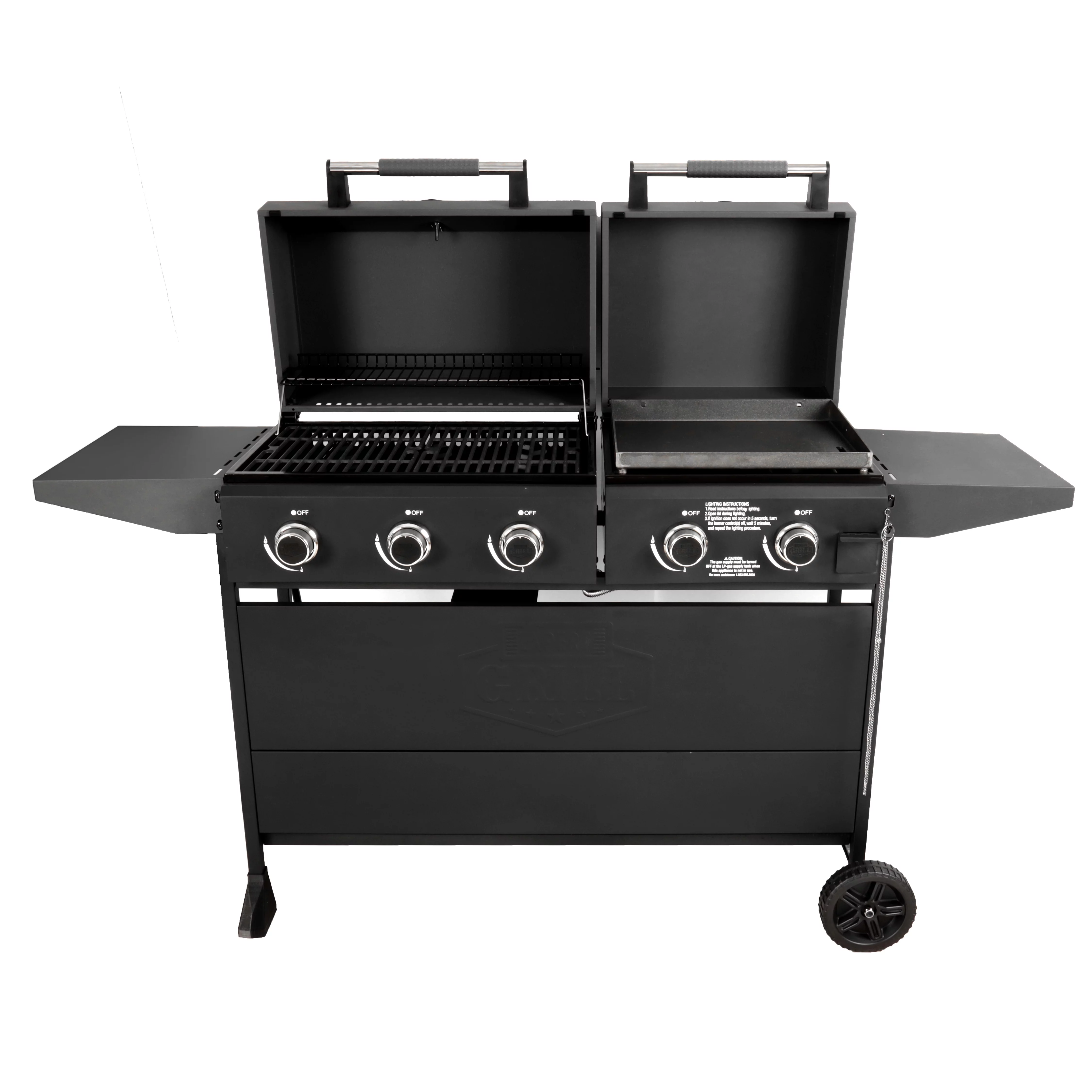 Expert Grill 5 Burner Combination Propane Gas Grill and Propane Griddle Grill, Black