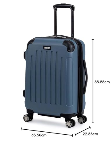 Kenneth Cole REACTION Renegade Luggage Expandable 8-Wheel Spinner Lightweight Hardside Suitcase, Navy Blue, 20-Inch Carry On