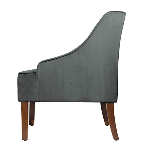 HomePop Velvet Swoop Arm Accent Chair, Suri Blue