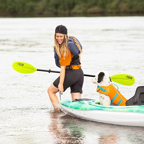 Pelican- Standard Kayak Paddle - Aluminum Shaft and a Durable Polypropylene Blade - 0/65° Blade Angle - with Drip Ring