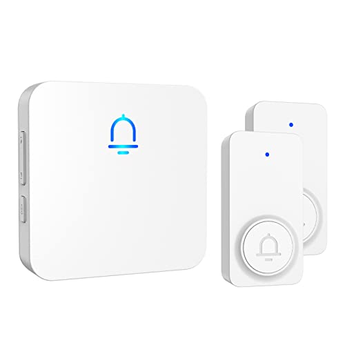 SECRUI Doorbell, 2 Receiver Wireless Doorbell with 1000ft Range, Adjustable Volume, Waterproof Design, Hassle-Free Installation, 32 Melodies, White