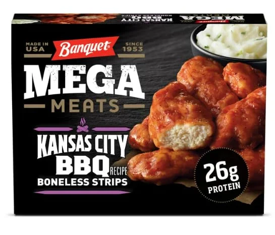 Banquet Mega Meats KC BBQ Chicken Strips with Mashed Potatoes, 13.3 oz - Pack of 8