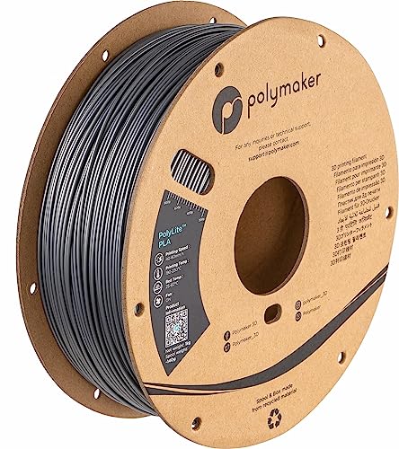 Polymaker PLA Filament, Black 3D Printing PLA Filament 1.75mm 1kg - PolyLite 3D Printer PLA Filament, Dimensional Accuracy +/- 0.03mm, Compatible with Most 3D Printer, Black