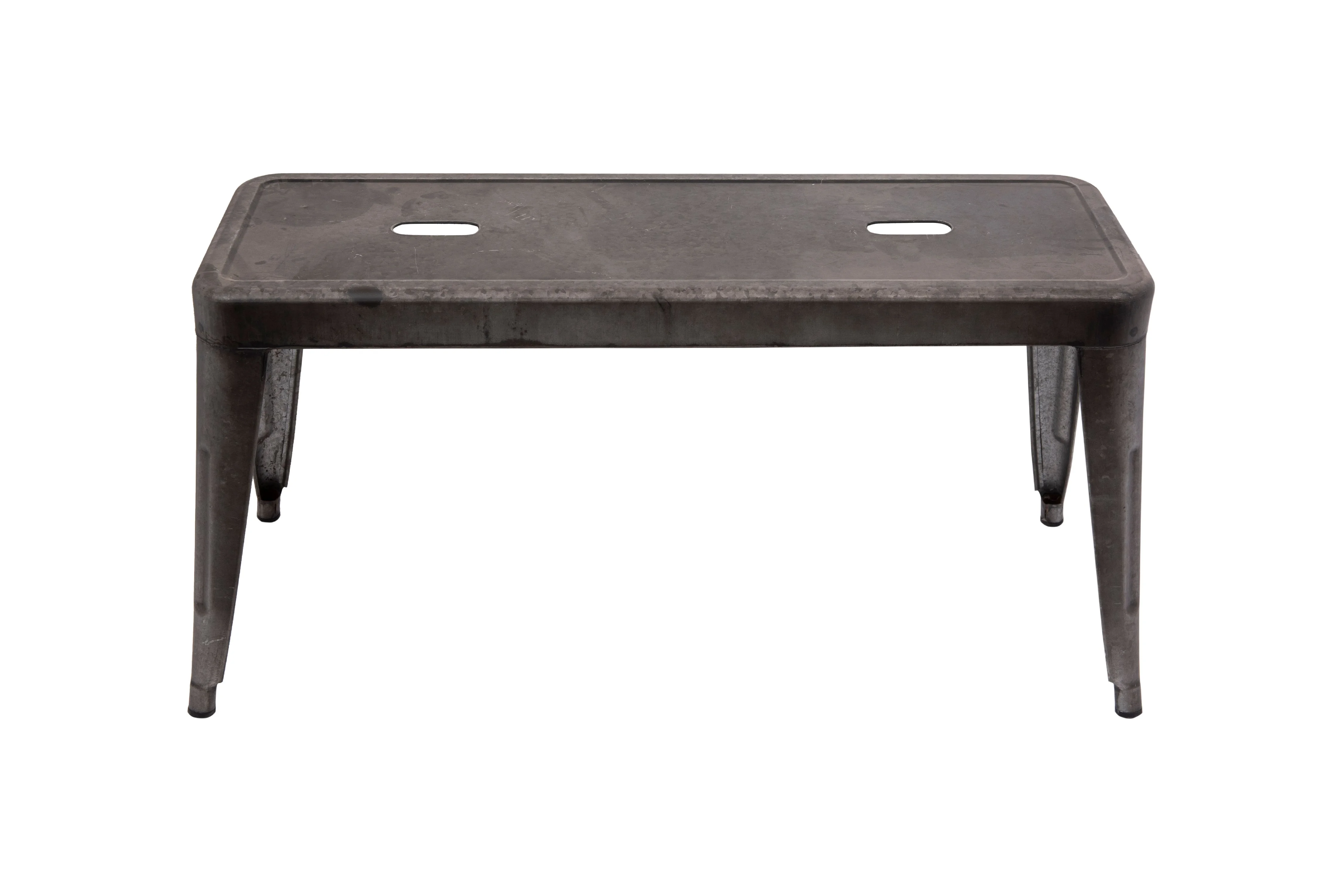 Creative Co-Op Grey & Brown Galvanized Metal Bench