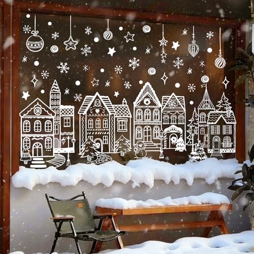 Large Christmas Window Clings White House Window Clings for Glass Windows White Snowflake Window Stickers