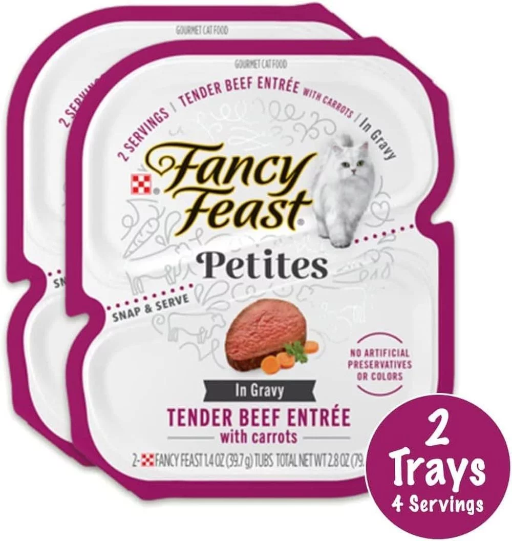 Fancy Feast Petites in Gravy Wet Cat Food Chicken Turkey Beef Salmon and Whitefish Variety Pack 20 Servings