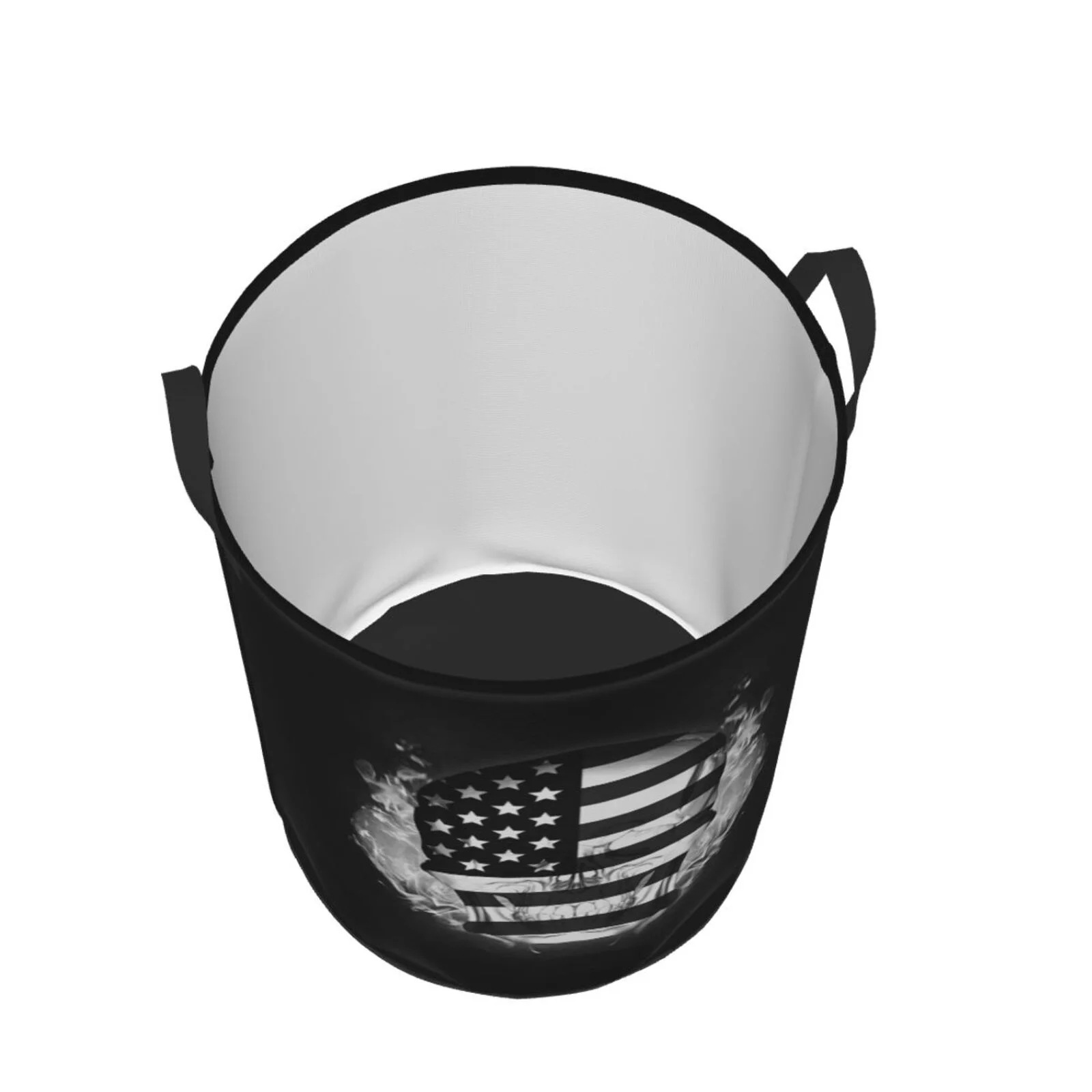 XMXT Collapsible Laundry Basket, American Flag Skull Print Waterproof Laundry Hamper, 62L Black