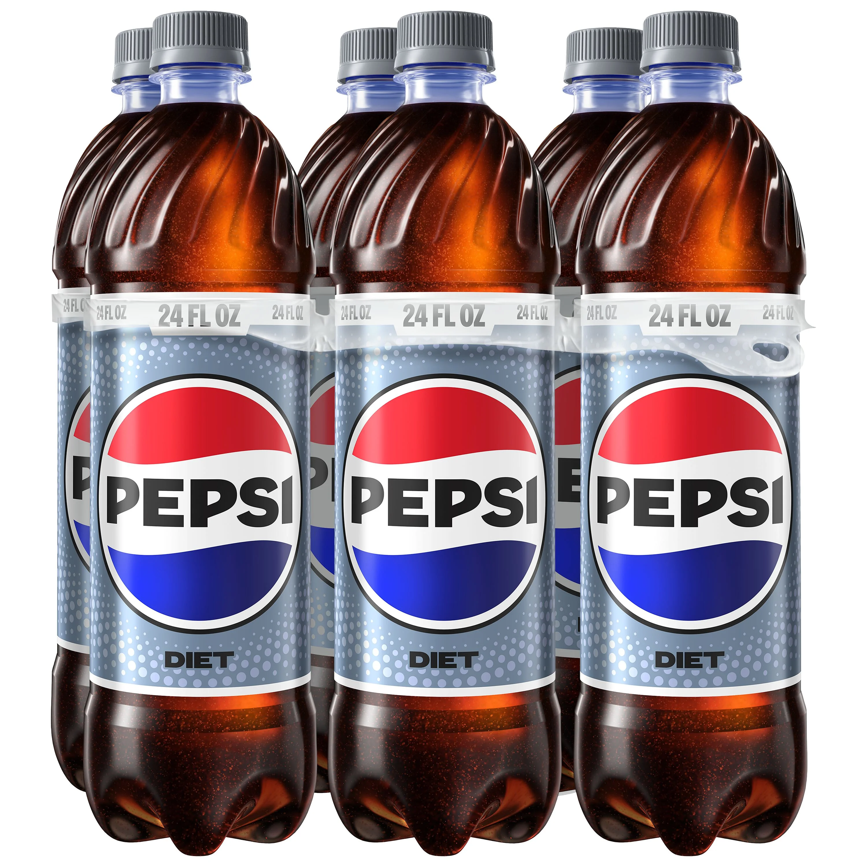 Diet Pepsi Cola Soda Pop, 24 fl oz, 6 Pack Bottles
