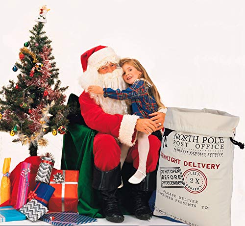 3 Pcs Large Santa Sacks Christmas Canvas Bag with Drawstrings, Extra Large Reusable Santa Sack for Gifts, Christmas Halloween Thanksgiving New Year Party Supplies - Size 27.5 x19.5 Inch