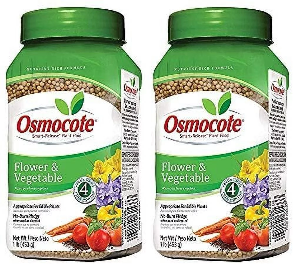 Osmocote 277160 Flower and Vegetable Smart-Release Plant Food, 14-14-14, 1-Pound Bottle ack of 2